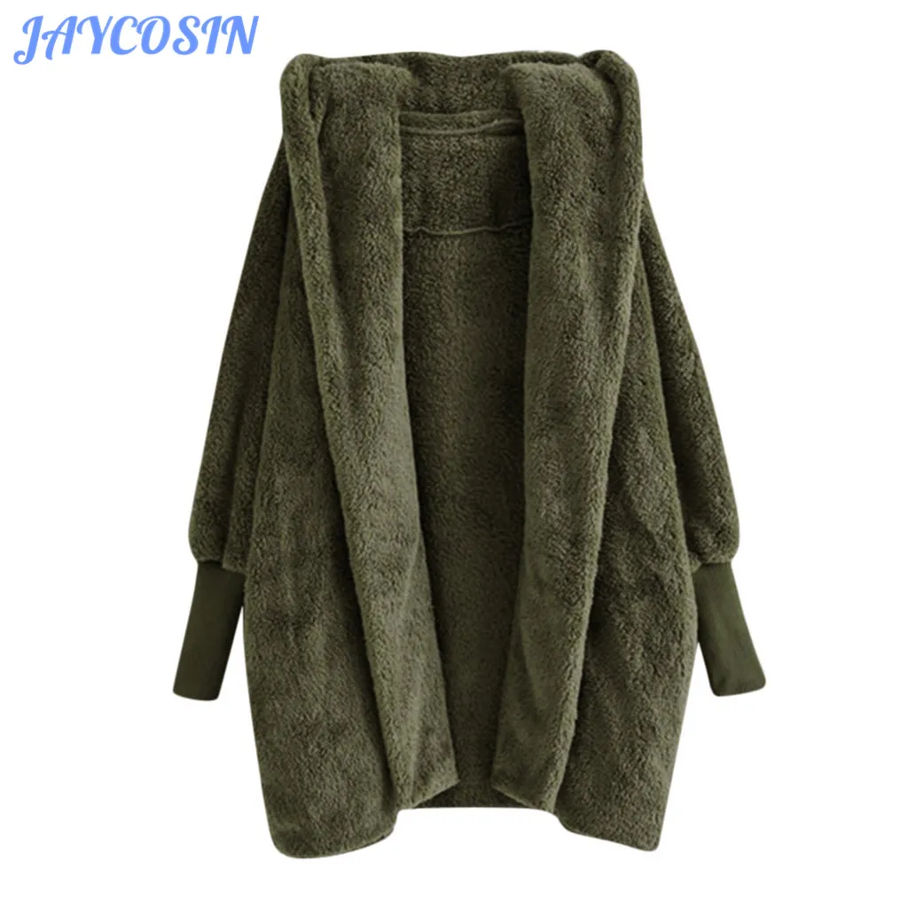 JAYCOSIN одежда женская зимняя однотонная размера плюс толстовка с капюшоном, куртка женская верхняя одежда с длинным рукавом женская модная куртка пальто 1022