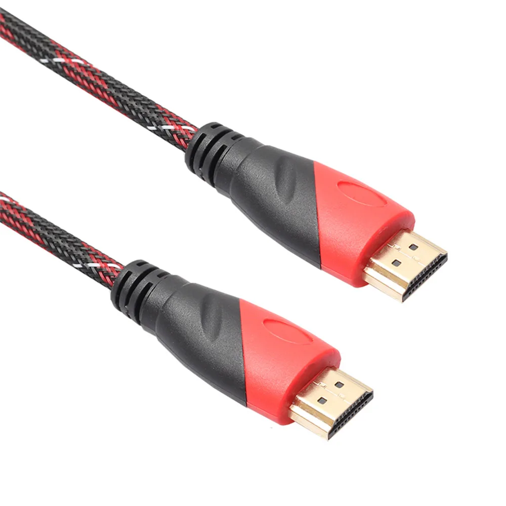 HDMI кабель высокоскоростной HDMI кабель позолоченное соединение с красной, черной и белой сеткой 1080 P, 0,5 м, 1 м, 1,8 м, 3 м, 5 м