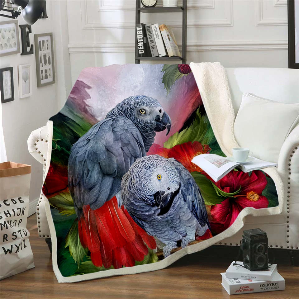 

Plstar Cosmos Parrot brid Blanket 3D printed Sherpa Blanket on Bed adult Kids Flower Home Textiles Dreamlike drop shipping