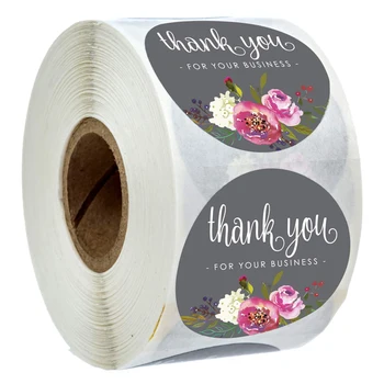 

Cute Floral Thank You for Your Business Stickers Seal Labels for Mailer Envelopes Invoice Cardboard Tissue Bubble wrap Package