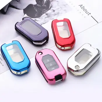 

For Honda Civic Fit CR-V XR-V BR-V Full Sealed TPU Flip Key Fob Case Cover