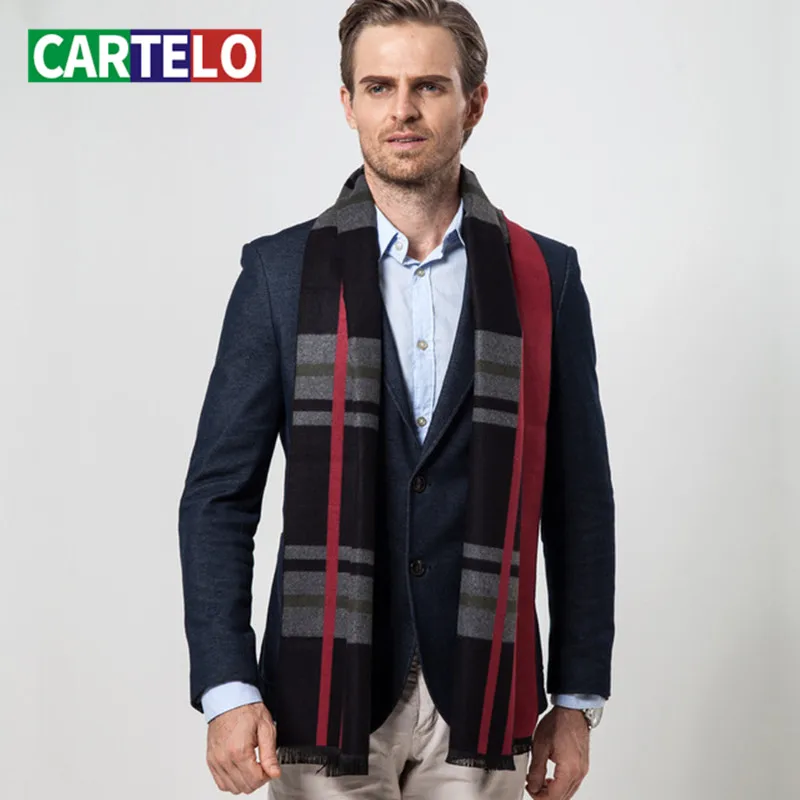 

CARTELO High quality men's scarf autumn and winter brand warm check plaid scarf high quality cashmere fashion casual scarf men