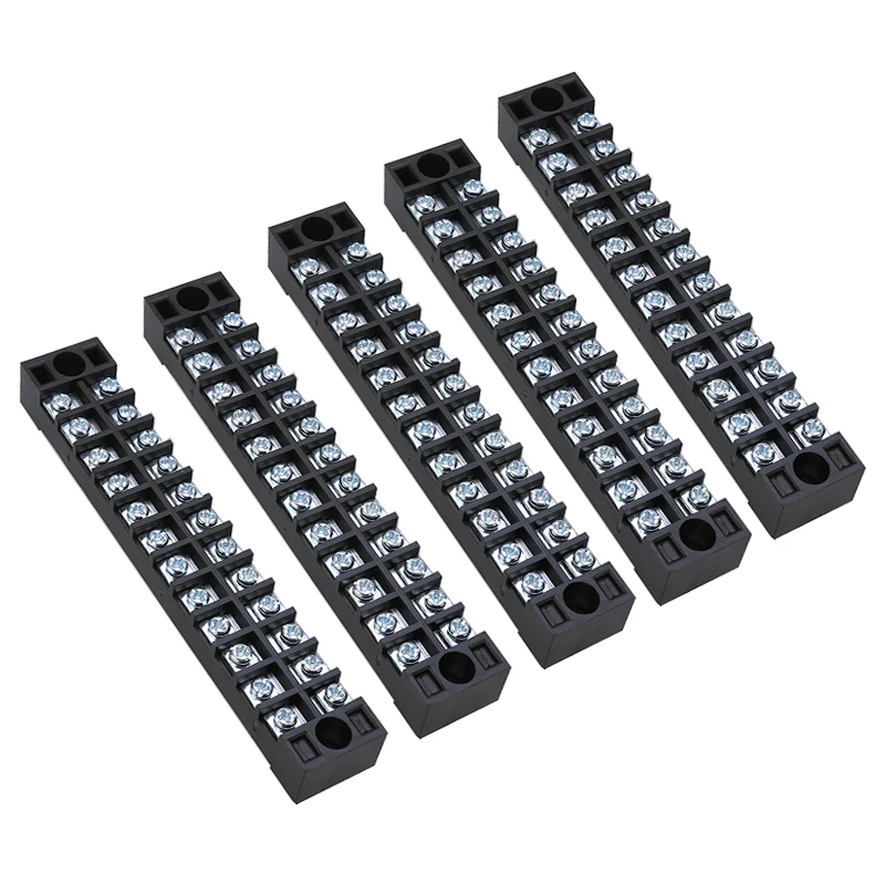 

5pcs Barrier Terminal Block 600V 15A 12 Positions For Wiring Fixture Dual Row Barrier Screw Terminal Block Wire Connector