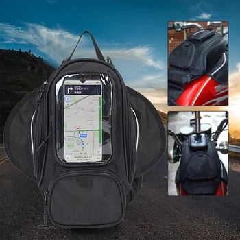 

Hot Phone Holder Motorcycle Tank Bag Zipper Reflective Riding Strong Magnetic Single Shoulder Fashion Storage Universal Oxford C