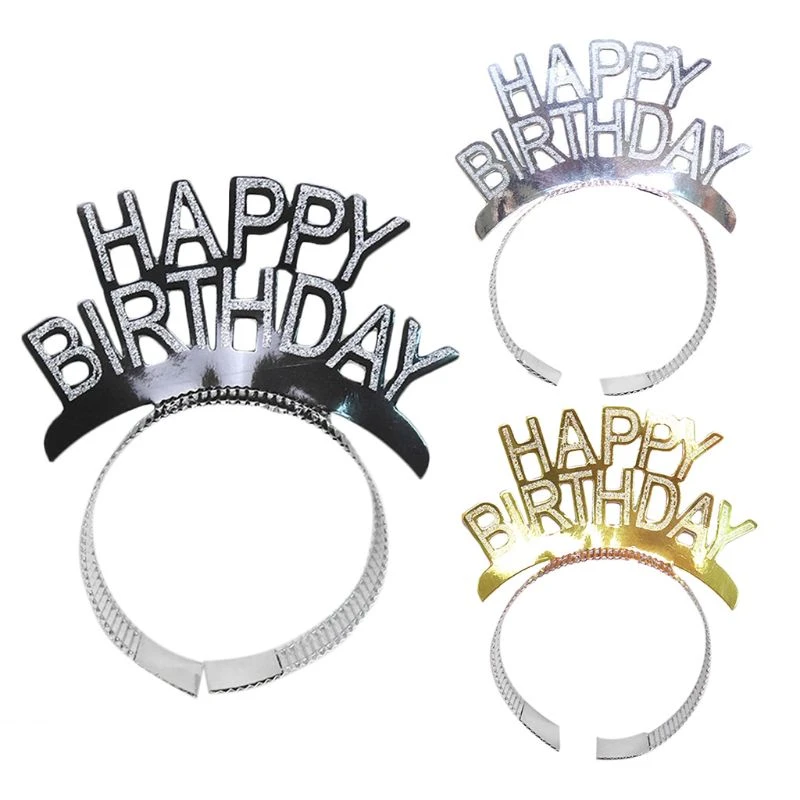 Diadema de feliz cumpleaños para niños y adultos, diadema de papel de aluminio, broche para el pelo, corona de fiesta, 2 nuevo| | - AliExpress