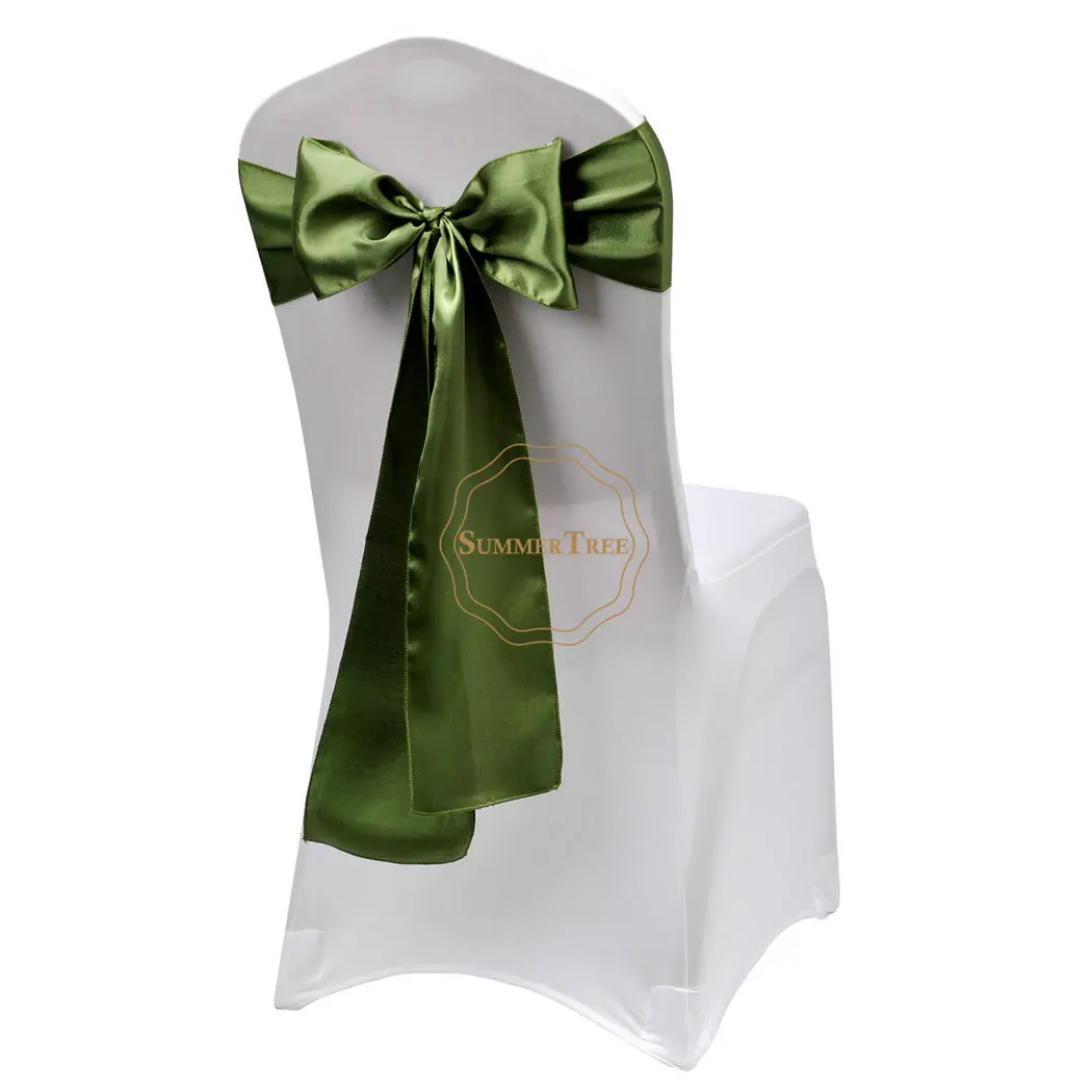 6x108 дюймов атласная лента на стул галстук-бабочка для банкета стула для свадебной вечеринки покрытие ремесло украшение 15x275 см атласная ткань - Цвет: Olive Green