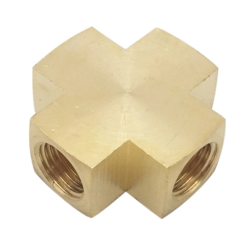 High Quality Metals Brass Pipe Fitting, Barstock Cross, 1/4" x 1/4" x NPT Female Pipe