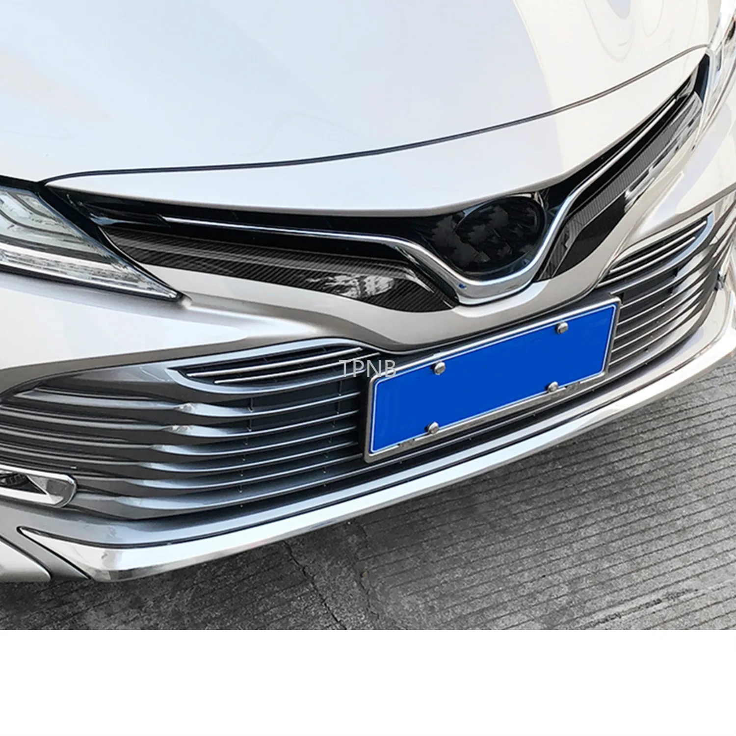 2pcs Carbon Fiber Front Mesh Grille Trim Cover For Toyota Camry 2018 