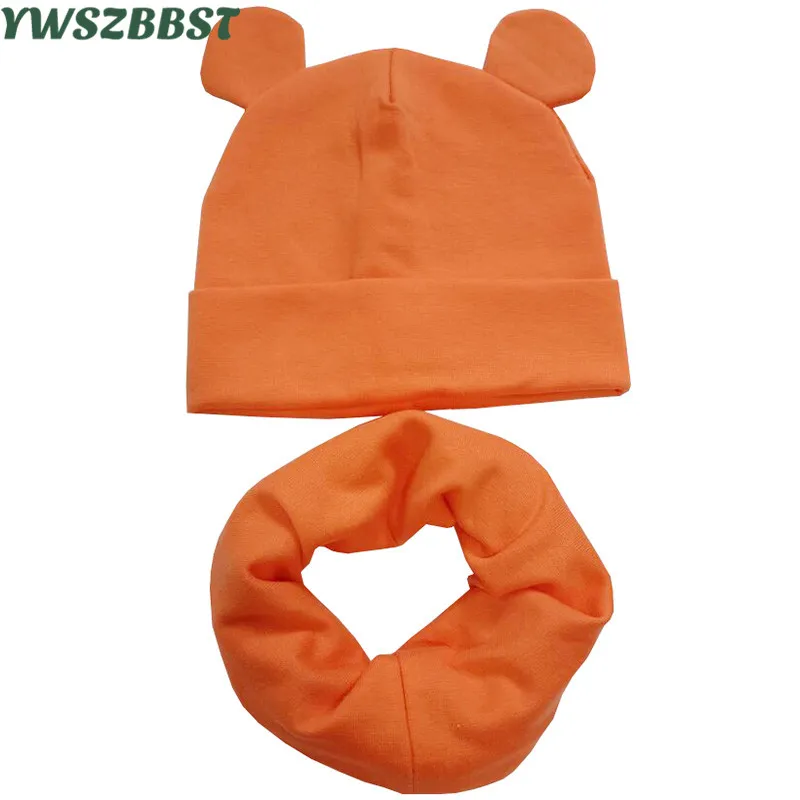 

New Autumn Winter Cotton Children Hat Cap Set Boys Girls Cap with Ear Kids Beanies Sets Knitted Baby Hat Scarf
