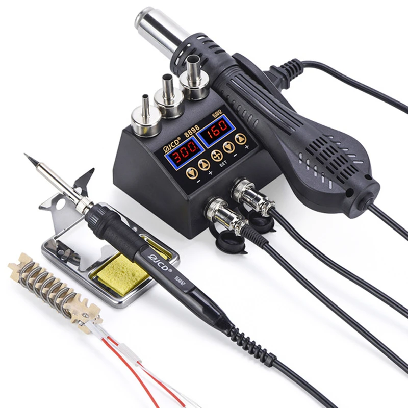 

2 in 1 750W Electric Iron LCD Digital display welding rework station for cell-phone BGA SMD PCB IC Repair solder iron hairdry
