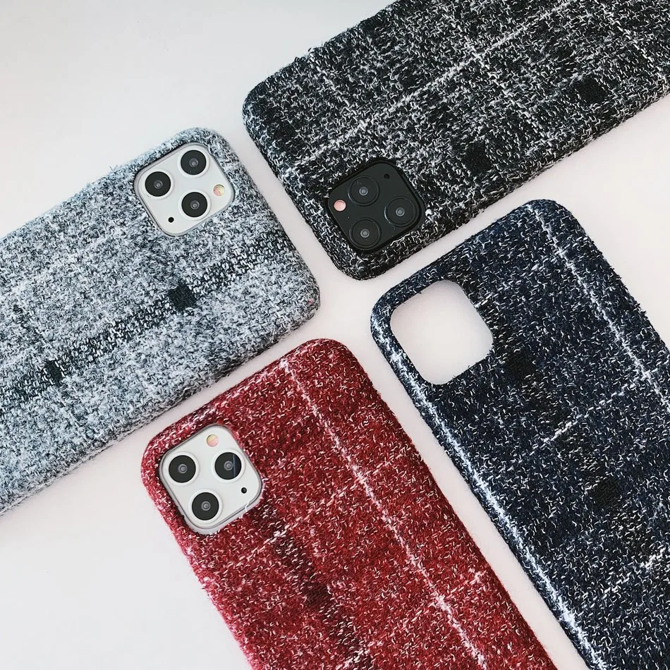 Luxury lamb wool Grid Fabric Furry Fur Case For iPhone 11 Pro Max XR X XS Warm Plush Phone Cover 7 SE | Мобильные телефоны и