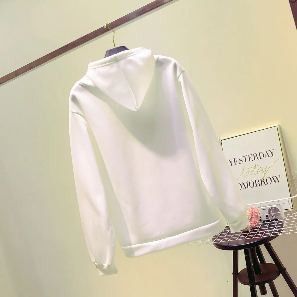 Jaycosin Fashion Autumn Women Loose Character Hoodie Pocket Sweatshirt Stylish Long Sleeve Comfortable Casual Pullover Top 107#4