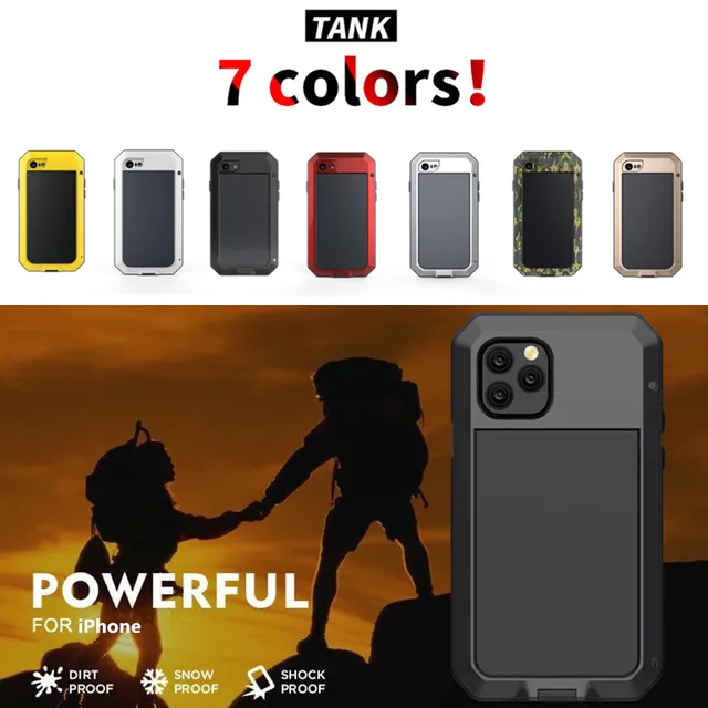 Heavy Duty Protection Armor Metal Aluminum phone Case for iPhone 11 12 mini Pro XS MAX SE 2 XR X 6 6S 7 8 Plus Shockproof Cover 2