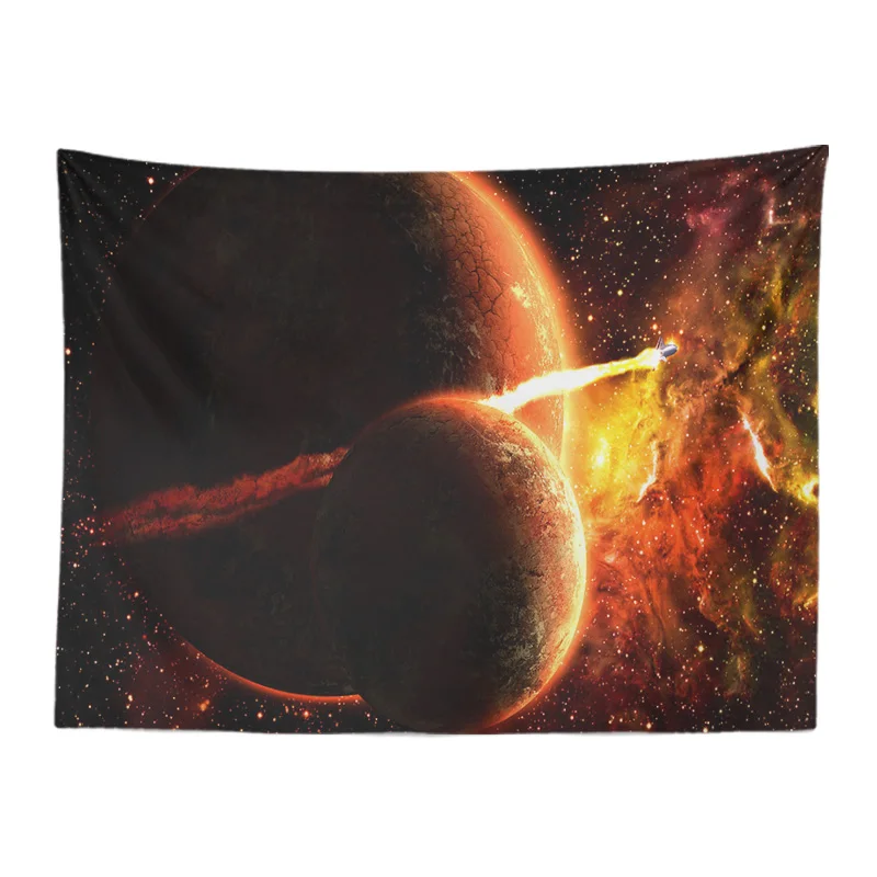 Customized Tapestry Planets Halo Meteor Explosion Wall-Mounted Living Room Decoration 130*150Cm Polyester Non-Slip Picnic Mat