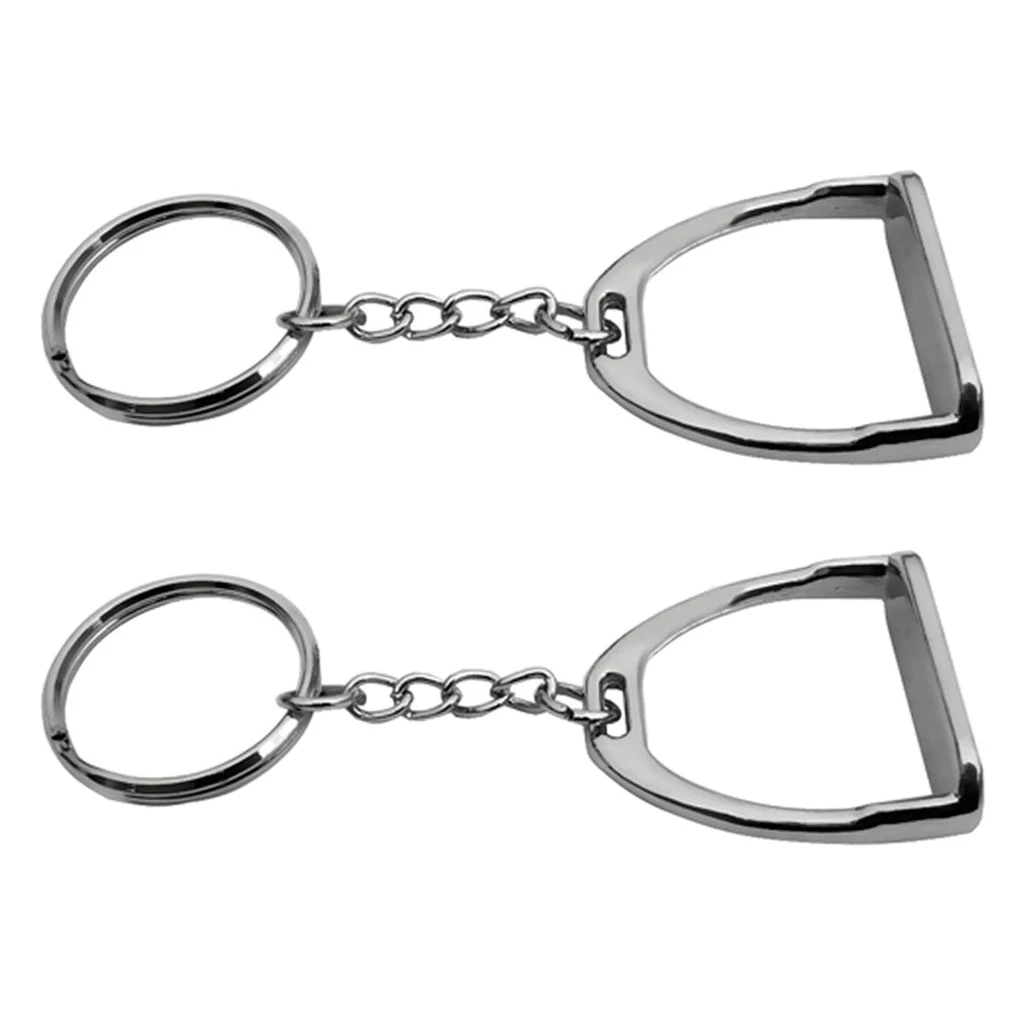 1/2pcs English Stirrup Keyring Key Chain Hanging Ornament Horse Equestrian Style Gift Silver Color key ring,calendar key chain