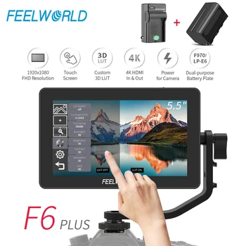 

FEELWORLD F6 PLUS 5.5 Inch on Camera DSLR Field Monitor 3D LUT Touch Screen IPS FHD 1920x1080 Video Focus Assist Support 4K HDMI