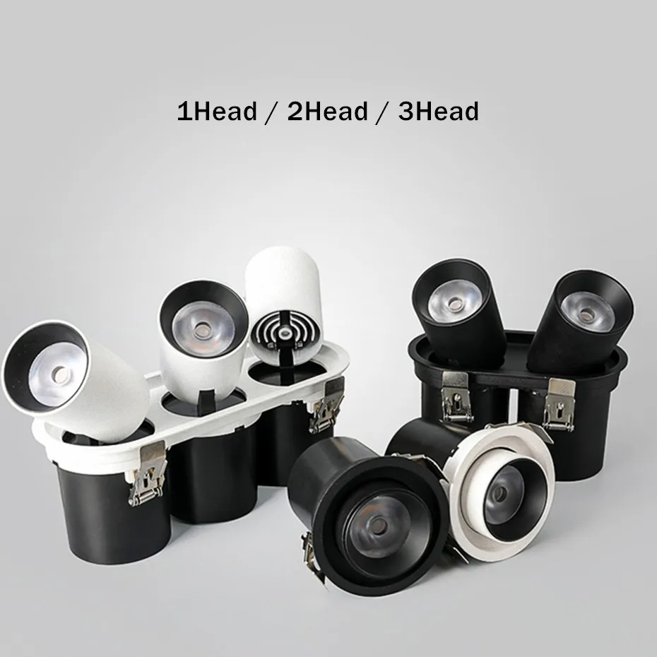 Single/Double Head LED Downlight Stretchable Recessed LED Spot Lighting 7W 10W 20W 24W Bedroom Kitchen Indoor Led Ceiling Lamp