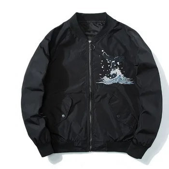 

Bordado Baleia MA1 Brasão Bomber Jacket 2018 Estilo de Rua Japonês Piloto Bomber Casacos Jaquetas De Beisebol Eua Tamanho XS-XL