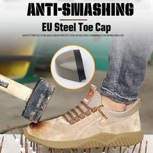 Безопасная рабочая обувь со стальным носком для мужчин; неубиваемая обувь Райдера; легкие дышащие рабочие ботинки; кожаные уличные ботильоны