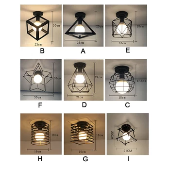 

Modern Nordic Black Wrought Iron E27 Led Ceiling Lamp For Kitchen Living Room Bedroom Study Balcony Porch Restaurant Cafe Hotel
