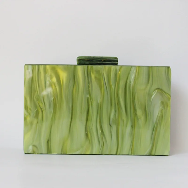 Luxy Moon Spliced Checked Green Clutch Bags For Weddings Back View