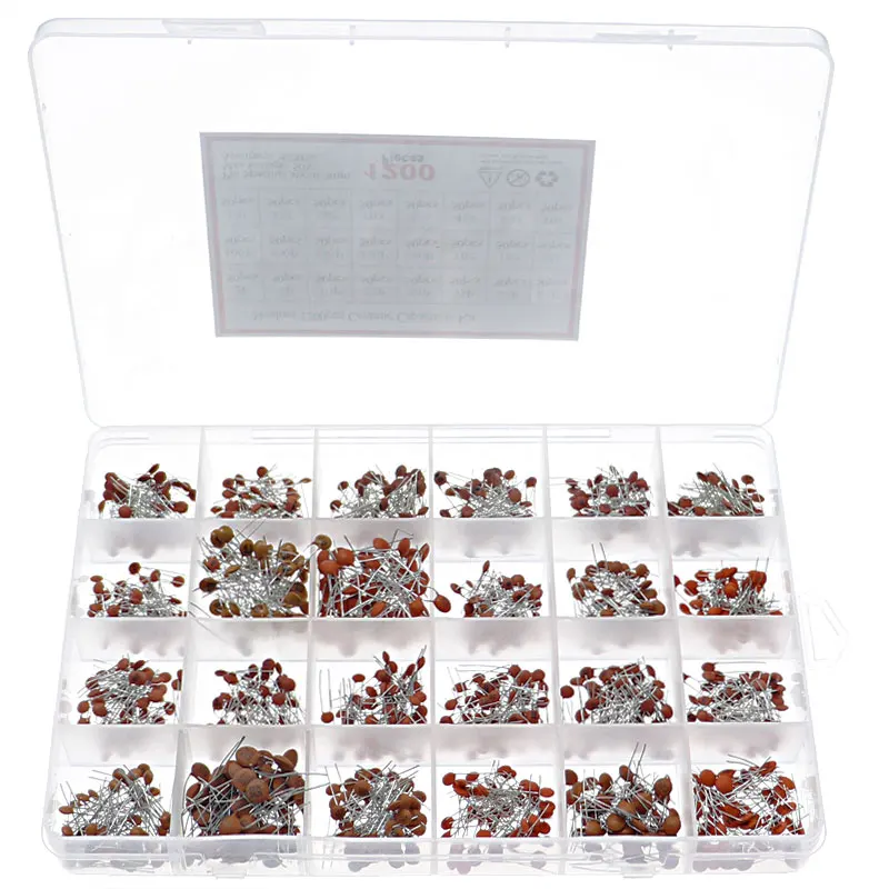 24Value/Box Ceramic Capacitor Assortment Kit 2PF-0.1UF 50V Ceramic Capacitors Set 22PF 47PF 100nF 104 Electronic Capacitor Pack 960pcs box ceramic capacitor set pack 2pf 0 1uf electronic components package capacitor assorted kit 24 kinds each 40pcs