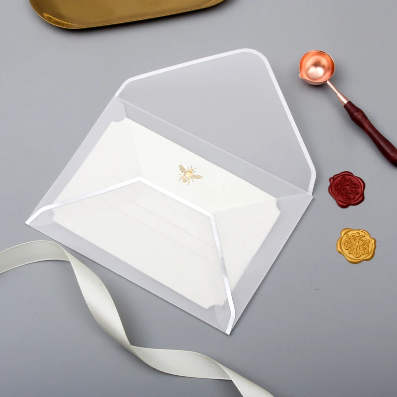 10pcs/lot Bronzing Bee Greeting Card Sets Business Birthday Wedding Invitation Card Gift Message Creative Stationery