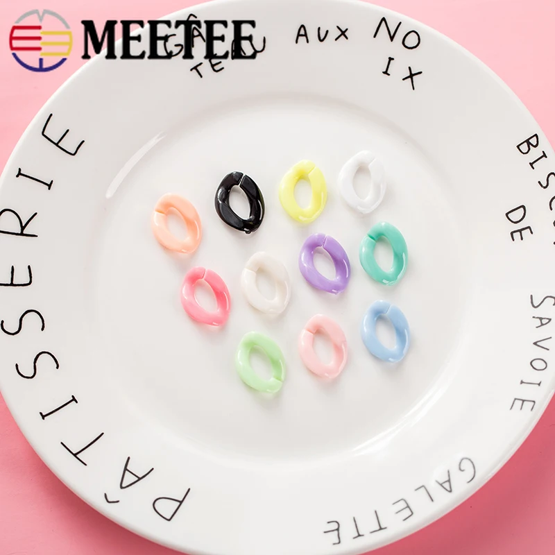 Meetee 100 шт 23*17 мм Резиновые, акриловые звенья цепи Шарм цвет кольцо цепи пряжки DIY сумки кулон крючок аксессуары BF444