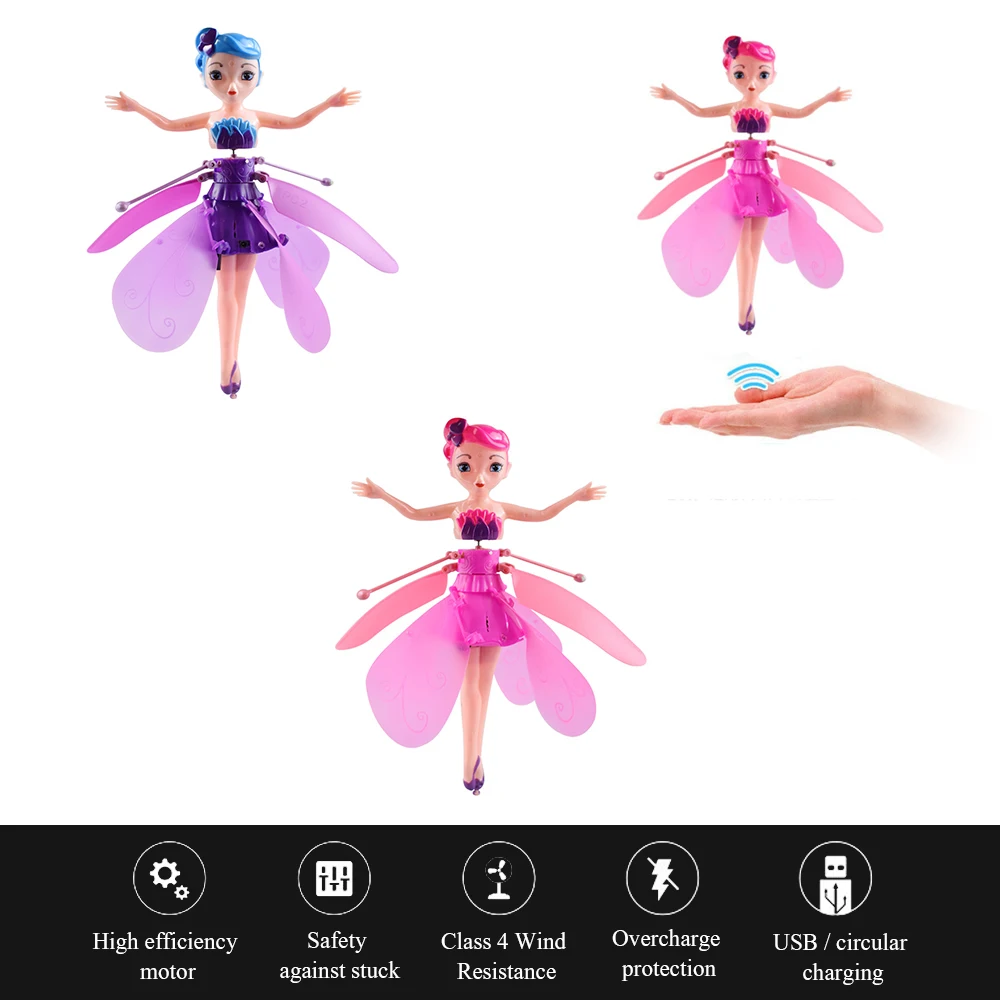 

Induction Magic Princess Doll Infrared Light Hanging Flying Toy Mini Remote Drone Girl Child Birthday Gift Toy Christmas Gift