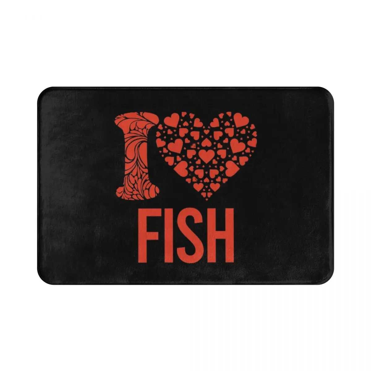 Напольный коврик из полиэстера I Love Fish нескользящий прочный ковер для ног