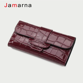 

Wallet Female Cowhide With Gift Box Wallet Female Genuine Leather Magnetic Button Detachable Card Hold Crocodile Pattern