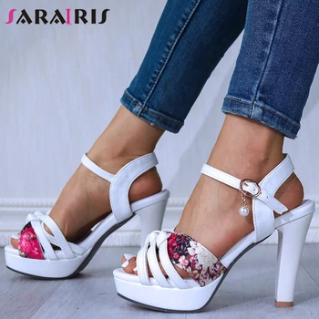 

SaraIris Elegant Ol Platform Sandals Women High Heels Date Summer Sandals Ladies New Unique Concise Summer mixed-color Shoes
