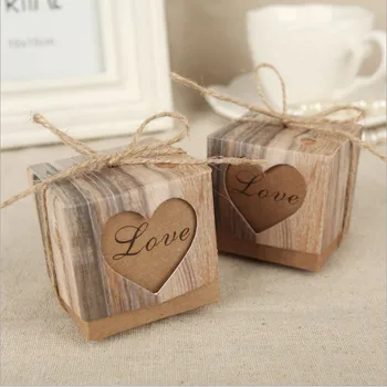

Candy Box with Rope Jute Shabby Chic Vintage Twine Wedding Favor Gift Boxes