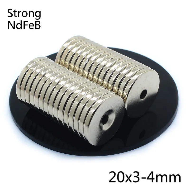 5 шт. 20x3 мм отверстие: 4 мм супер сильное круглое неодимовое кольцо с потайной головкой магниты N52 редкоземельные мощные магнитные магниты диск