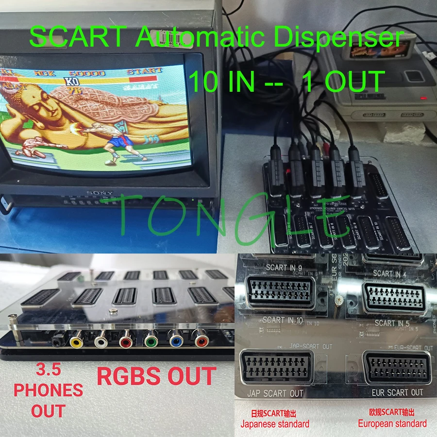Adaptateur Automatique 10 Entrées 1 Sortie Scart - Switch Vidéo Distributeur