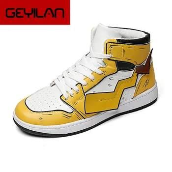

New Pikachu Men's High Top Casual Shoes High Quality Comfortable Soft bottom Brand Men Sneakers Light Breathable Flats Shoes