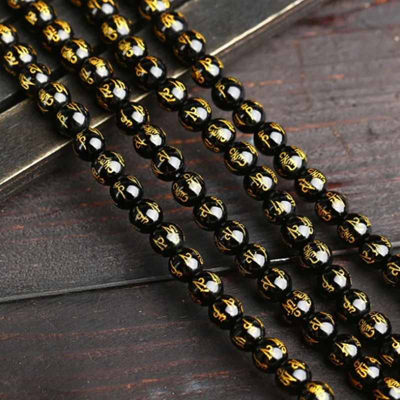 Feng Shui Gift Obsidian Stone Round Loose Beads Bracelet for man and women Handmade good Lucky Amulet Jewellery