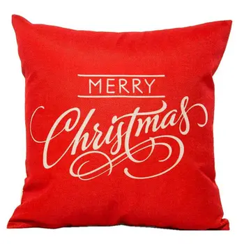 

New Merry Christmas Linen Square Decorative Throw Pillow Case Cushion Cover (Set of 4)