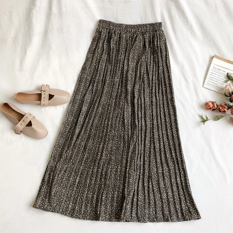 Surmiitro Floral Long Pleated Skirt Women For Autumn Winter Ladies Korean High Waist Black White Maxi School Skirt Female