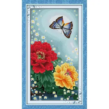 

Joy Sunday Cross StitchButterflies Over Flowers Pattern Cross Stitch Kit Embroidery Needlework Home Decor Wall Painting Gift