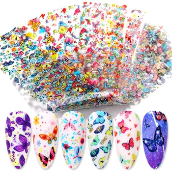 

10Pcs Butterfly Nail Foils Sticker Flower Series Mixed Patterns Nail Transfer Stickers Nail Decorations DIY Design Tool