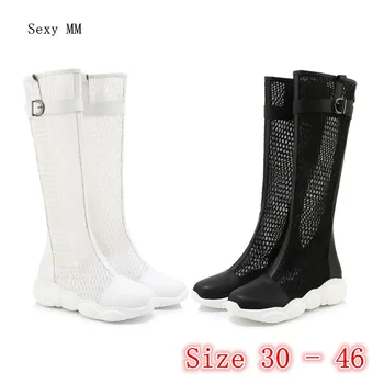 

Summer Shoes Gladiator Sandals Women Knee High Boots Flat Platform Woman Thigh High Boots Small Plus Size 30 31 32 33 - 44 45 46