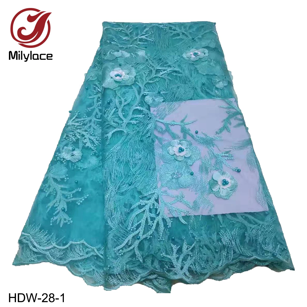 

Latest French Nigerian Embroidery Laces Fabrics High Quality Applique Tulle Laces Fabric Cheap African French Tulle Lace HDW-28
