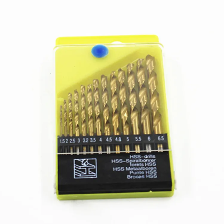 Metal twist drill bits HSS-TiN DIN 338 set cobalt content 5% box packing | Инструменты