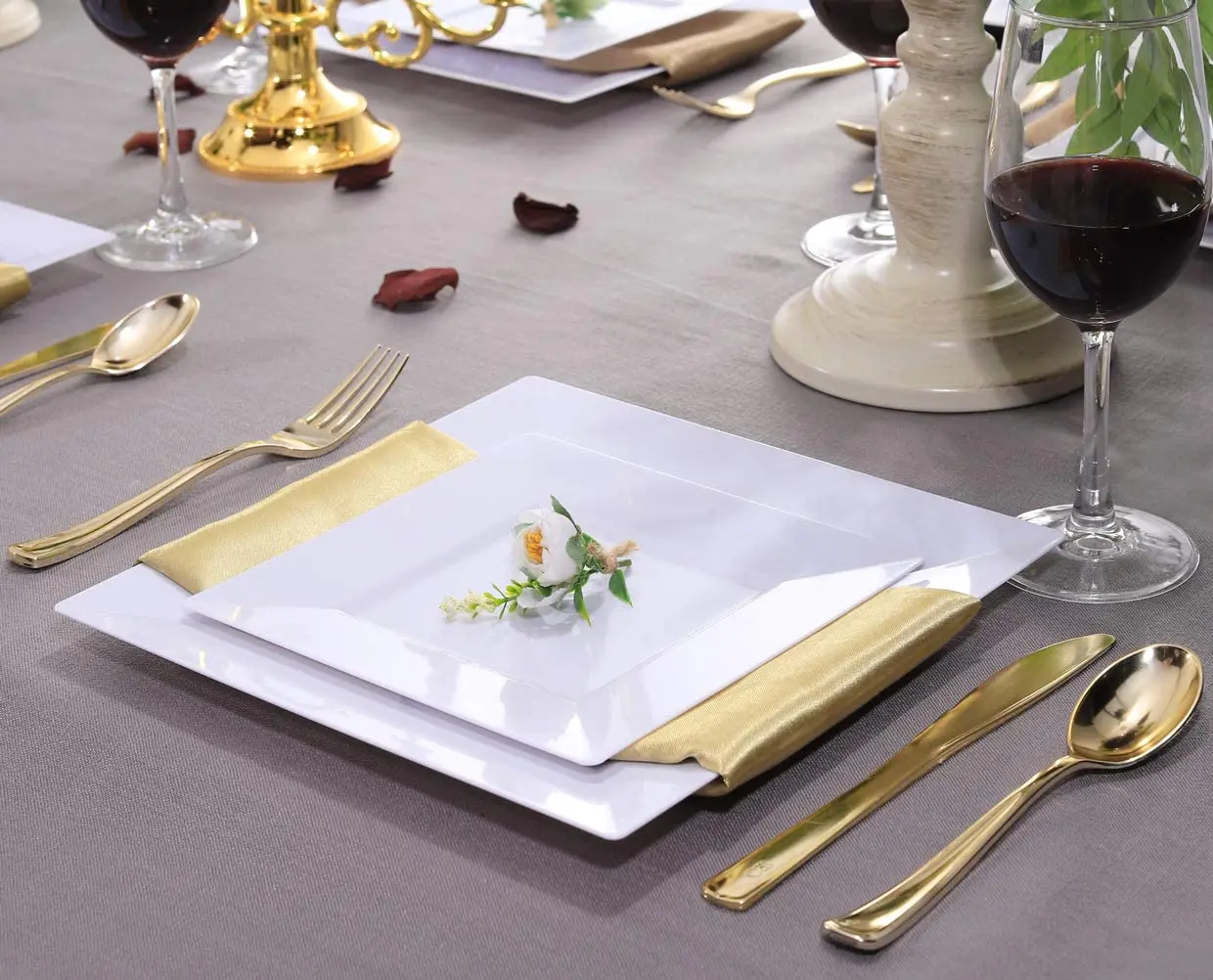 Plastic Disposable Plates Square Hard Plastic Dinner Salad Dessert Plate for Party/Wedding