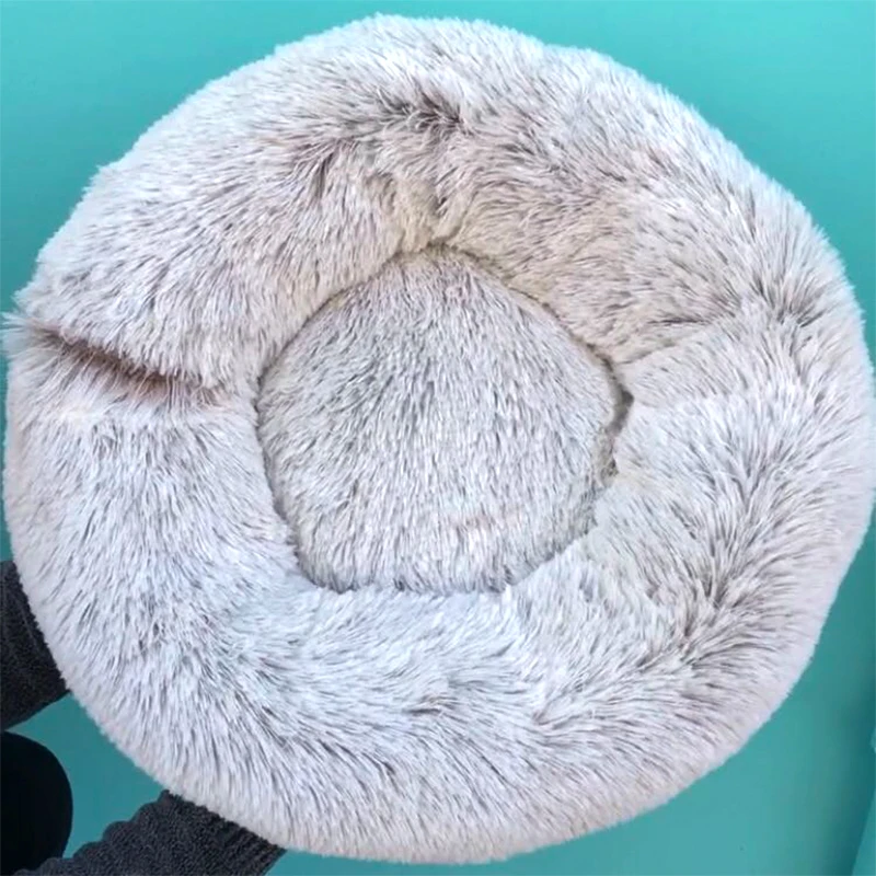 Dounts Dog Bed Basket Calming Bed Hondenmand Pet Kennel Cats House Shag Vegan Fur Donut Cuddler Cat Bed for Small Large Dogs