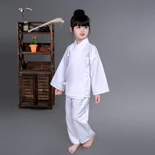 Классический традиционный костюм для девочек; белый и розовый Пижамный костюм в древнем стиле; одежда в китайском стиле ханьфу; топ+ штаны