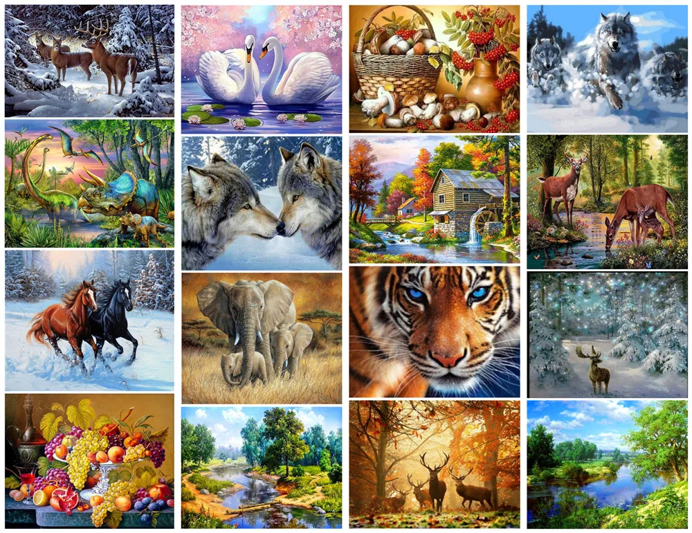 

5D DIY Diamond Painting Animal landscape character Home Cross Ctitch Kit Wall Sticker Full drilling Embroidery Home decoration