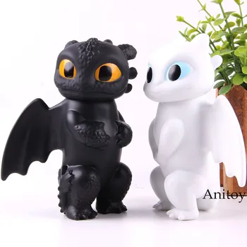

How To Train Your Dragon Night Fury & Light Fury Toothless Dragon Figure Toys PVC Collectible Model Toy Gifts 2pcs/set