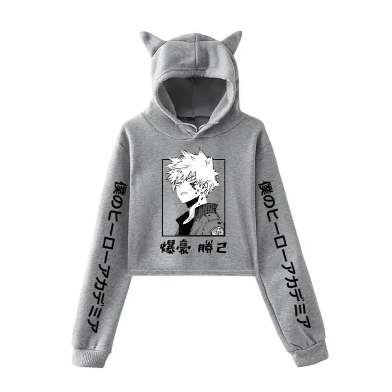 LETSNAGOU Japanese Hot Anime Hoodie My Hero Academia Katsuki Bakugo Printed Pullover Women's Personality